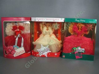 3 1988 1989 1990 Happy Holiday Barbie Doll Set Special Edition Mattel