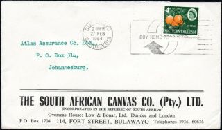 Southern Rhodesia 1964 The South African Canvas Co.  Advert Cover