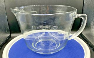 Anchor Hocking 8 Cup Measuring Glass Batter Bowl - 2 Quart 2l - Vintage Piece