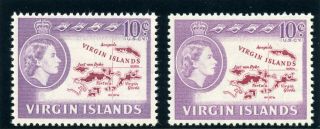 British Virgin Islands 1964/68 Qeii 10c In Both Listed Shades Mnh.  Sg 185,  185a.