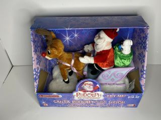 Gemmy RUDOLPH THE RED NOSED REINDEER SANTA AND SLEIGH FIGURE - PRETESTED 2