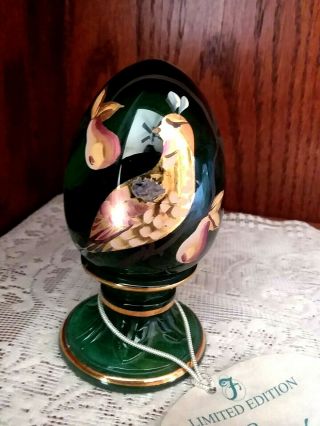 Fenton Egg Green Emerald Partridge Pear Tree Christmas Figurine Ltd Ed Gold 2