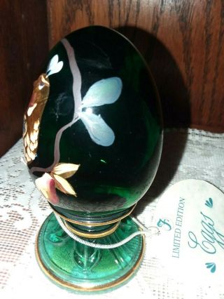 Fenton Egg Green Emerald Partridge Pear Tree Christmas Figurine Ltd Ed Gold 3