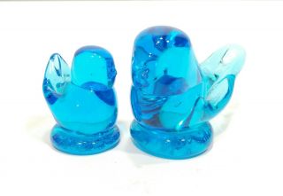 Titan Art Glass " Happy Little Bluebird " Figurines Signed W.  Ward 1992 And 1995
