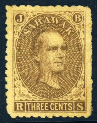 Sarawak 1869 Sir James Brooke 3c.  Brown On Yellow Sg 1