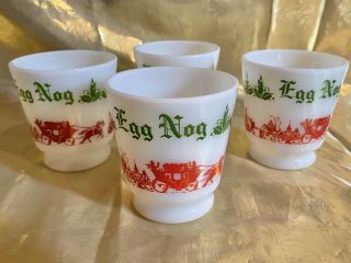 Set Of 4 Hazal Atlas White Milk Glass Eggnog Cups