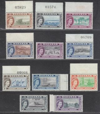 Bahamas 1954 Queen Elizabeth Ii Part Set To £1 Several With Sheet Numbers