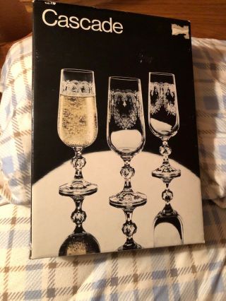 Vintage Crystal Glass Set Of 6 Champagne Flute Wine Glasses Fine Lead Crystal