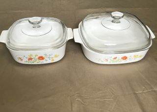 4 Piece Corningware Set,  A - 10 - B And A - 2 - B Both With Lid,  All In.