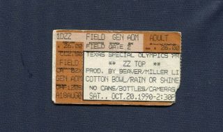1990 Zz Top Santana Steve Miller Concert Ticket Stub Dallas Tx Recycler Tour