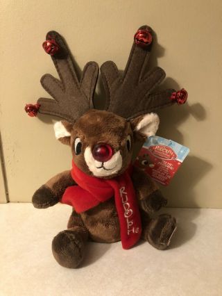 Rudolph Red Nose Reindeer Singing Dan Dee Plush Light Up Jingle Bells