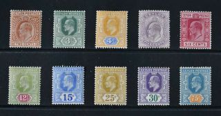 Ceylon,  Kevii,  1903 / 05,  Ten Stamps From Set To 75c.  Value,  Um & Mm,  Cat £47.