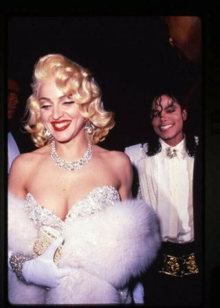 Madonna Michael Jackson Photo Agency Stamped 1991 35mm Transparency