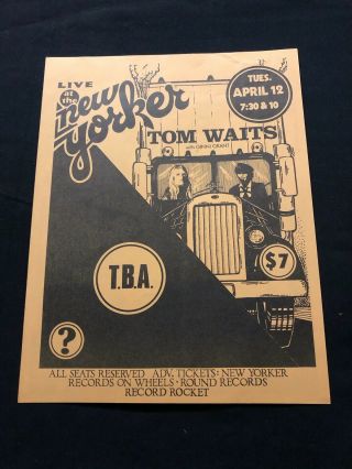 Tom Waits Concert Flyer Late 1970s Toronto Rare