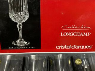 Set of 4 Cristal d ' Arques Longchamp 24 Lead Crystal Large Water Goblets NIB 2