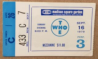 The Who 1979 Ticket Stub Madison Square Garden Nyc