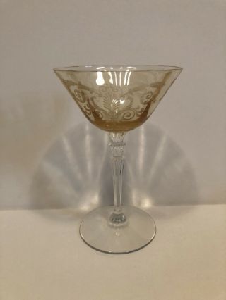 Vintage Fostoria Versailles Topaz Tall Champagne Goblet Clear Stem Sherbet 6”