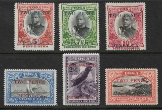 1923 Tonga Overprint Short Set.  63 - 69 Mh Minus 66.  Some Toning On Back.