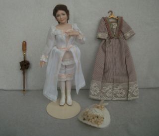 Vintage Artist Made Victorian ? Doll Lovely Dollhouse