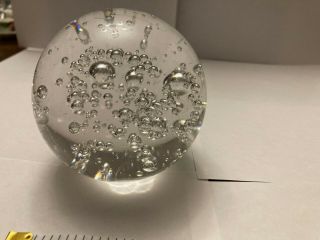 Controlled Bubble Glass Art Paperweight Clear Globe Vintage