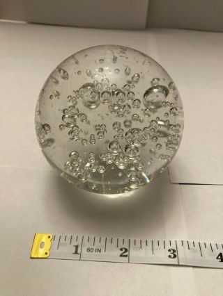 Controlled Bubble Glass Art Paperweight Clear Globe Vintage 2