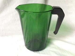 Vereco France - Emerald Forest Green Glass Pitcher - 1 Quart - Retro
