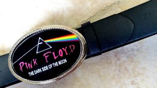 Pink Floyd Rock Epoxy Photo Music Belt Buckle & Black Bonded Leather Belt