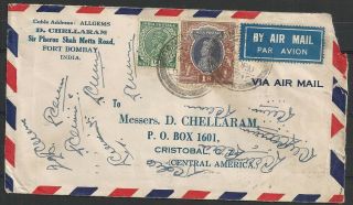 India Covers 1939 Mixed Franked Airmailcover Cristobal