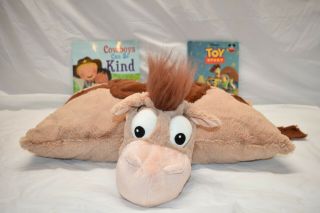 Disney Parks Toy Story Bullseye Pillow Pet Horse Plush Toy With 2 Books