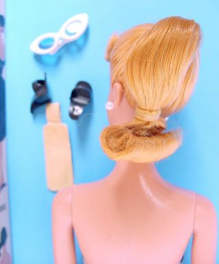 LOVELY 1960 BLONDE 4 PONYTAIL BARBIE in HAIR SET BOXED w WRIST TAG 4