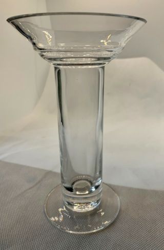 Vintage Dartington Hand Blown " Amsterdam " Clear Crystal Art Glass Candle Holder