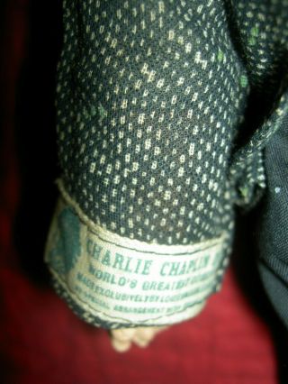 RARE antique composition,  CHARLIE CHAPLIN,  c1915 labeled portrait char.  doll 3