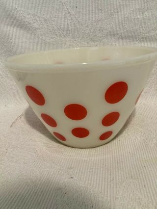 Vintage Mid Century Fire King 8.  5 " Polka Dot Mixing Stacking Nesting Bowl Glass
