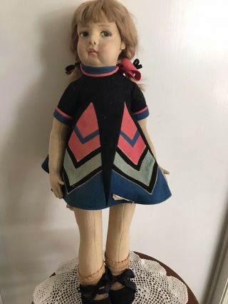 Antique Lenci Felt Doll 22 Inches With Felt Clothing