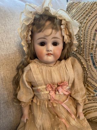 Early Antique German Bisque 18” Closed Mouth Kestner? Doll Marked 8 Orig Clothes