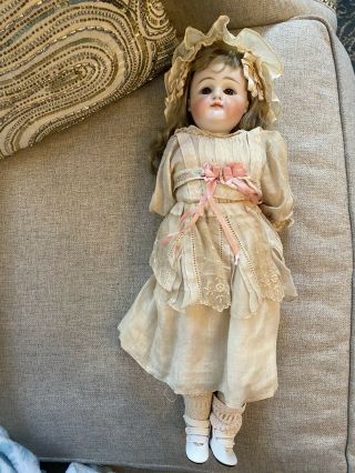 Early Antique German Bisque 18” Closed Mouth Kestner? Doll Marked 8 Orig Clothes 6