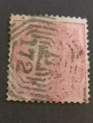 Singapore Cancel B 172 (1856 - 66) : : Stamp Of India : 8 As Carmine Die I Used: