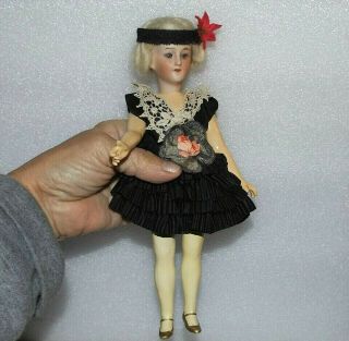 Antique Bisque Socket Head Armand Marseille 300 Am German 9 " Lady Flapper Doll