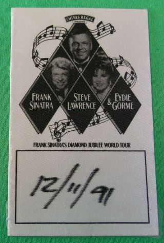 Frank Sinatra Steve Lawrence Eydie Gorme Diamond Jubilee Tour Back Stage Pass