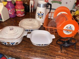 1975 Dishes Chiton Childrens Corning Ware Country Festival Friendship Bluebird