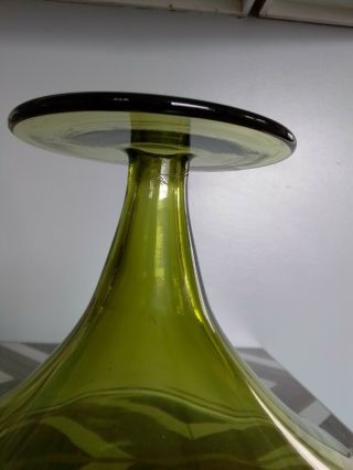 Blenko Greenwich flint craft glass vase mid century Danish green 3