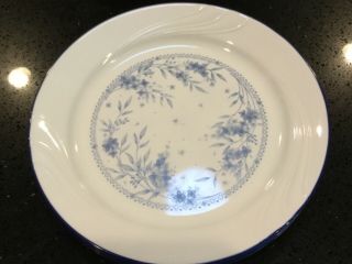 Corelle Celestial Blue 5 Dinner Plates White Swirl & Flowers Inside Center