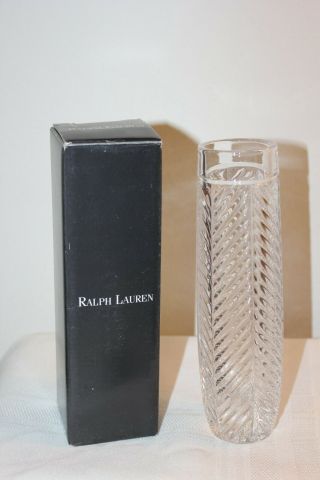 Ralph Lauren Herringbone Lead Crystal Bud Vase 7.  5” Nib