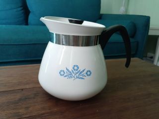 Corning Ware Kettle 2 Qt (8 Cup) Coffee Tea Pot Cornflower Blue Vintage