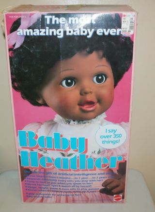 W/ Box 1987 Mattel Baby Heather Interactive Talking Doll Rare