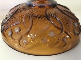 Vintage Fenton Amber Opalescent Lily Of The Valley Pedestal Candy Dish With Lid 3