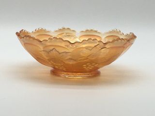 Vintage Fenton Marigold Grape And Cable Ruffled Carnival Glass Bowl Candy Dish