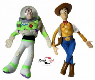 Vtg Toy Story Woody Buzz Lightyear 11 " Figure Doll Disney Pixar Burger King 1995