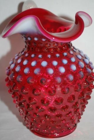 Fenton Glass Cranberry Opalescent Hobnail 5 1/2 