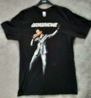 GEORGE MICHAEL 25 LIVE TOUR TSHIRT USA 2008 size M black with city dates on back 3